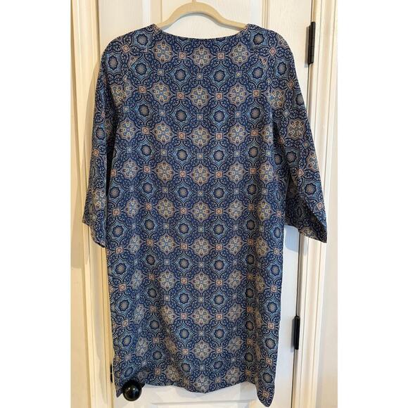 Garnet Hill Silk Shift Dress Medallion Print 3/4 sleeve size 8 - Picture 4 of 6